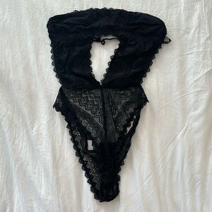 Urban Outfitters Out From Under Black Lace Bodysuit with Cutouts | Size S